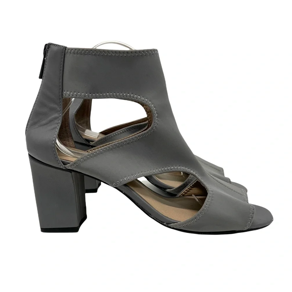 Donald J Pliner Valeri Gray Heeled Zip Back Sandals
